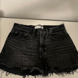 Abercrombie & Fitch Black Jean Shorts High-Waisted Frayed Hem